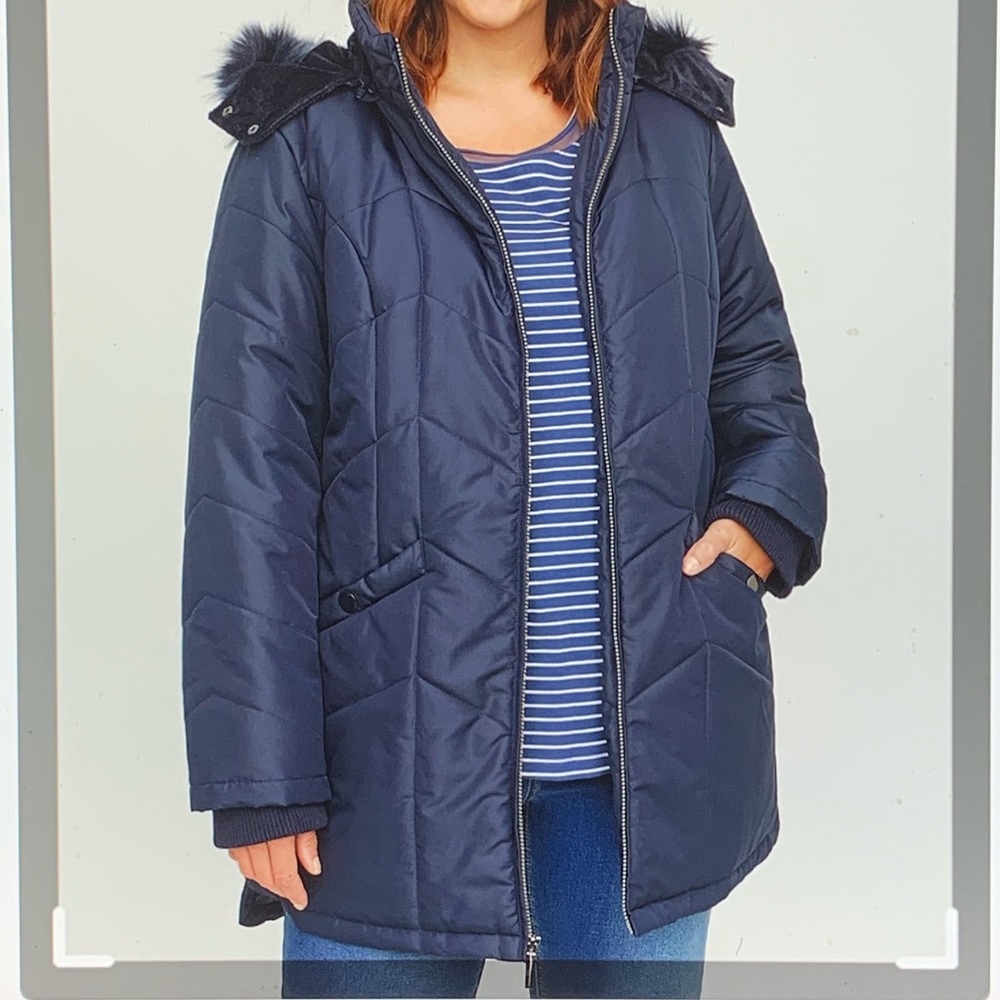 Puffer Coat with Detachable Faux Fur Trimmed Hood